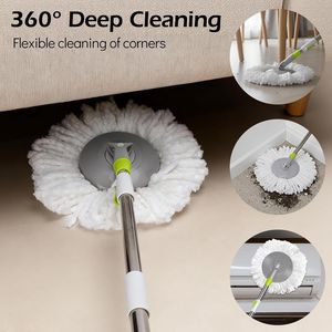 Small for <b>Spin</b> <b>Mop</b> Cleaning System Bucket with Wringer Set 3 <b>Mop</b> Pads 50.4\" Easy for <b>Spin</b> <b>Mop</b> Bucket Floor Cleaning - Product Image 3