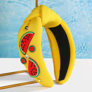 Serre-tête perlé pastèque fait main, accessoire capillaire tendance inspiré des fruits - Product Image 1