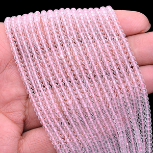 AAA+ Rose Quartz 3mm-4mm Micro Faceted Rondelle Beads Natural Soft <b>Pink</b> Quartz Semi Precious Gemstone Beads For Jewelry Making - Product Image 3