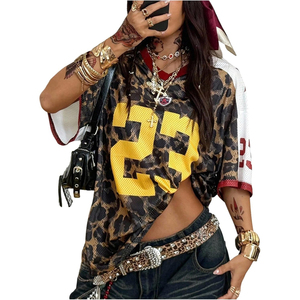 We Want Lots Camiseta de baloncesto de malla de camuflaje para mujer, cuello en V, manga corta, corte holgado, ropa transpirable de verano 14 - Product Image 4