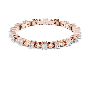 Anillo de Diamantes Cultivados en Laboratorio con Corte Alternado, Oro Rosa Sólido de 18 Quilates con Baño de Rodio, para Compromiso, Boda, Regalo, Fiesta, Uso Diario - Product Image 4