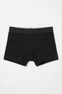Men's Mid-Rise <b>Boxer</b> Briefs Solid <b>Black</b> 100% Cotton Knitted Breathable Underwear - Product Image 3