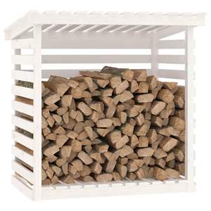 Support à bois de chauffage en pin massif 42,5"x28,7"x42,5" Blanc - pour Cheminées et Accessoires - Product Image 4