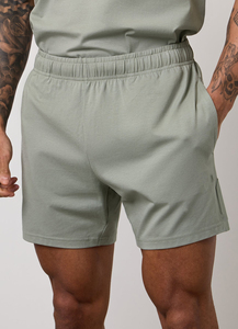 Shorts de plage décontractés pour hommes, couleur unie, imperméables, avec cordon de serrage, respirants, en toile tricotée, taille mi-haute, en stock - Product Image 3