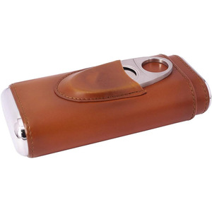 Estuche para cigarros de cuero genuino con cortador integrado para almacenamiento de tabaco premium y organización elegante, en venta. - Product Image 4
