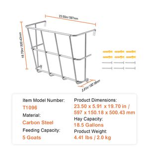 Comedero de Heno para Ganado de Acero Resistente, 18.5 Galones de Capacidad, 24.4 Pulgadas de Largo, Comedero de Heno para Caballos y Cabras Montado en la Pared, Comederos para Animales - Product Image 4
