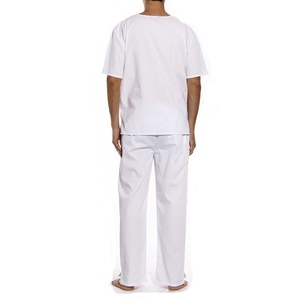 Conjunto de Uniforme Médico para Hombre, Cuello en V, Blanco, Manga Corta, con Bolsillos, Tela de Algodón Tejido - Product Image 2