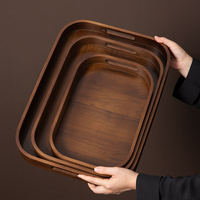 Plateau à thé en bois personnalisé avec logo, rectangulaire, avec poignée, vintage, en noyer, pour la maison et l'hôtel