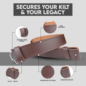 Cinturones Tradicionales Escoceses de Tartán Marrón Liso, 100% Cuero de Alta Calidad, Cinturones para Kilt Highlanders, OEM ODM - Product Image 3
