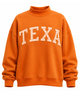 Sweat-shirt à col montant brodé sur mesure pour femme Texas, manches longues, respirant, séchage rapide, en coton et polyester, style streetwear - Product Image 4