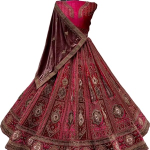 คอลเลกชันใหม่เย็บปะติดปะต่อกันกํามะหยี่และเย็บปักถักร้อยเลียงก้าโชลีสําหรับเจ้าสาวขายออนไลน์ - Product Image 1