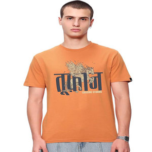 Camiseta Oversize de Marca de Moda para Hombre, de Verano, con Hombros Descubiertos, Manga Corta, Cuello Redondo, Estilo Desgastado, Holgada - Product Image 1