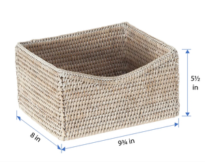 Panier de rangement rectangulaire en rotin naturel fait main, panier organisateur, décoration d'intérieur - Product Image 2