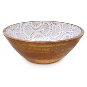 Bol en bois de style rustique et campagnard, authentique, fait main, écologique, pour le rangement des fruits, la présentation des salades et l'organisation de la cuisine - Product Image 1