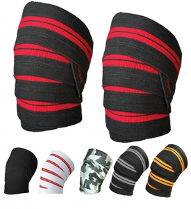 Genouillère respirante unisexe en spandex et polyester, rayée blanc et rouge, pour le volleyball, à enfiler - Product Image 4