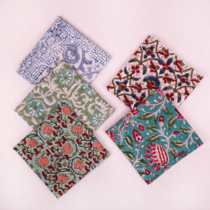 Lightweight Non-Woven Fabric Eco-Friendly <b>Tie</b> <b>Back</b> Boho Block Printed Square Bandana Scarf with Paisley Floral Design Breathable - Product Image 2