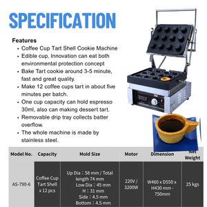 Commercial Electric Egg Tart Maker Machine 12 Molds <b>Espresso</b> Coffee <b>Cup</b> Tart Stainless Steel Digital Timer for Cafe, Food Truck - Product Image 2