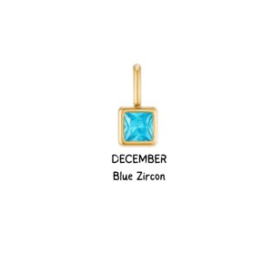 Hermoso colgante cuadrado de zircón azul - Amuleto de piedra de nacimiento, joyería hecha a mano de plata de ley chapada en oro para mujer - Product Image 1