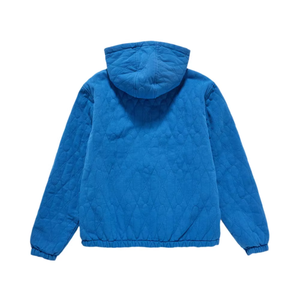 Veste matelassée à capuche bleue pour homme, coupe classique, vêtements d'hiver décontractés, coupe-vent, fermeture éclair sur le devant, patchwork, manches longues, 100% coton - Product Image 2