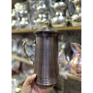 Carafe à eau en cuivre pur de conception indienne, très populaire, avec couvercle, logo personnalisé, prix bas, qualité supérieure, carafe en métal pour boire - Product Image 6
