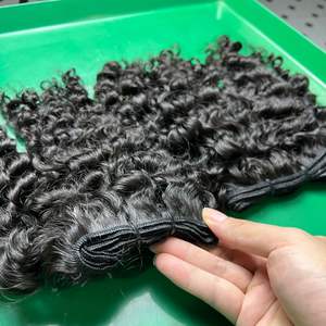 40 Uds Qhair vietnamita suave de alta calidad pelo crudo negro birmano rizado Genius máquina de trama doble paquete dibujado de Qhair - Product Image 2