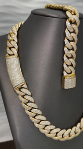สร้อยคอผู้ชายแบบโซ่คิวบาชุบเงินแท้ SV JEWELS ประดับเพชรแบบไมโครเพฟ สไตล์ฮิปฮอป ได้รับการรับรองจาก IGI ผลิตจากโลหะผสมสังกะสี เหมาะสำหรับงานปาร์ตี้ - Product Image 4