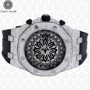 Charm Jewells Luxury Stainless Steel <b>Watch</b> 44mm Analog Quartz Polygon Dial Men Fashion Tachymeter Rubber Band - Product Image 1