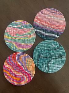 Handmade Round <b>Beaded</b> <b>Coasters</b> Bohemian Style Pastel Colorful Mats & Pads - Product Image 1