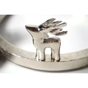 Round Silver Handmade <b>Candle</b> Stand with Reindeer and Tree Decor for Christmas Home Decoration - Product Image 2