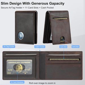 Portafoglio Bifold in Vera Pelle Furid per Uomo, Sottile con Supporto per Air Tag, Protezione RFID, Tasca Frontale e Porta Carte Compatibile - Product Image 3