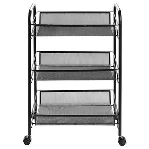 Carrello portaoggetti nero RT Exquisite a tre livelli staccabili con gancio e design a rete a nido d'ape per cucina, soggiorno e pulizie - Product Image 4