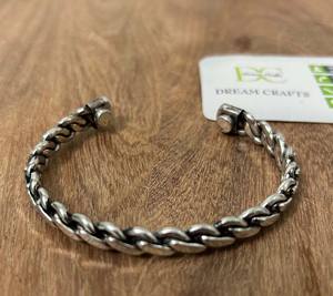 Metal Crafts Handmade Aum Mantra Adjustable Unisex Cuff <b>Bracelet</b> <b>Engraved</b> Design Plated <b>Silver</b> Arthritis Relief - Product Image 1