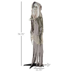 Scheletro di Strega Animatronico per Halloween da 74 Pollici, Decorazione da Esterno con Suono e Movimento, Accessorio Animato per Decorazioni Luminose - Product Image 3