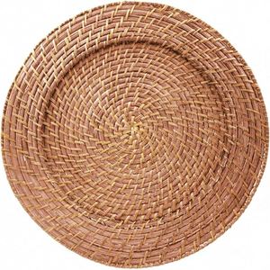 Dining <b>Mat</b>/ Dining <b>Table</b> Rustic Rattan Charger Plate 33inch Handmade Handicraft Vietnam DIY Decoration Hotel Home Kitchen - Product Image 1