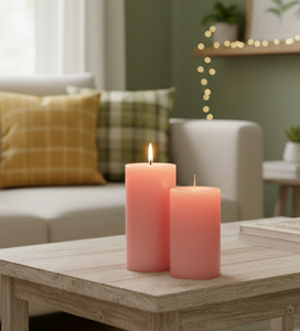 Ensemble de bougies piliers en cire de soja et paraffine corail/pêche, pour l'intérieur et l'extérieur, 2 bougies artisanales, longue durée de combustion, écologiques, organiques, non toxiques - Product Image 2