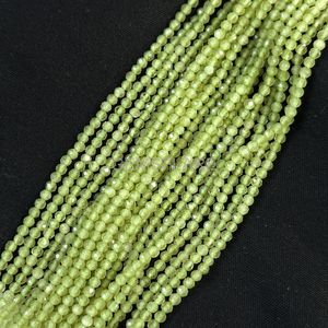 Peridoto natural microfacetado, cuentas redondas de 2 mm, peridoto con corte de diamante, cuentas de piedras preciosas sueltas facetadas para la fabricación de joyería. - Product Image 1
