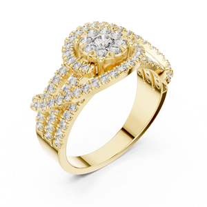 Anillo de Compromiso de Lujo Personalizado para Mujer, Oro de 18k, Diamante Cultivado en Laboratorio, Corte Brillante, Diseño Halo, Bañado en Rodio, para Uso Diario y Bodas - Product Image 2