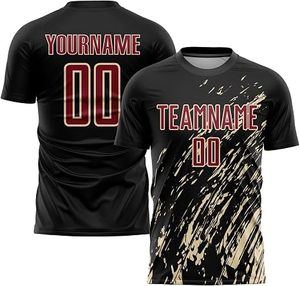 Conjunto de Uniforme de Fútbol Sublimado Personalizado para Hombre, Negro y Rojo, Nombre del Equipo, Número 00, Manga Corta, Ropa Deportiva de Poliéster que Absorbe la Humedad - Product Image 6