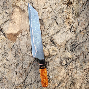 Cuchillo de chef para exteriores con patrón de cobre damasco y diseño de mango moderno para viajes y campamentos - Product Image 3