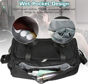 Unisex Duffle Bag 30-40L Large Capacity Gym Travel Bag With Adjustable Strap And <b>Interior</b> Compartment Solid Black Duffle Bags - Product Image 5