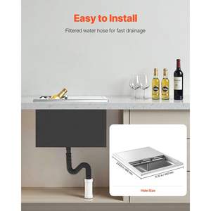 Refroidisseur à glace commercial en acier inoxydable de 57,8 litres, 24 po x 18 po x 13 po, cuisine extérieure, patio, bar, vin froid, bière, couvercle coulissant - Product Image 5