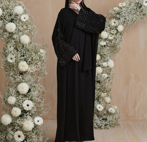 Hot Sale Modest Dubai Abaya Beaded Sequined Long Sleeve Abaya Muslim Traditional Handmade Wedding Women Ramadan Prayer Daily - Product Image 4