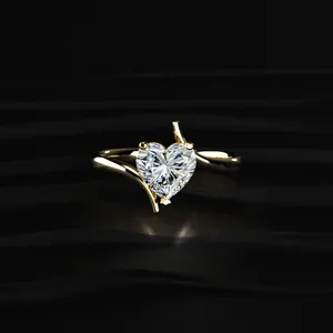 Anillo de Diamantes con Solitario en Forma de Corazón, Anillo Impresionante para Ocasiones Especiales, Color D-E, Claridad VVS-VS, Certificado IGI - Product Image 1