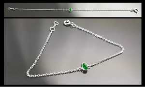 Pulsera de Jade Pequeña, Plata de Ley, Estilo Moderno y Minimalista, Piedra Ovalada Verde Pequeña, Joyería de Jade Genuino - Product Image 6
