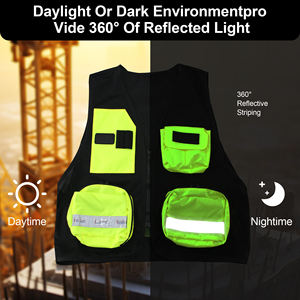 Gilet de sécurité haute visibilité respirant, imperméable et coupe-vent avec bandes réfléchissantes, fermeture éclair, unisexe, vêtement de travail en polyester - Product Image 4