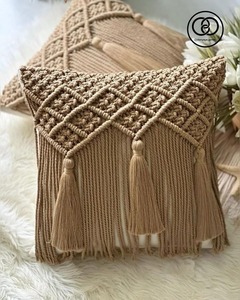 Housse de coussin en macramé faite à la main de qualité supérieure, taie d'oreiller décorative tissée pour salon, chambre, canapé, bureau à domicile - Product Image 2