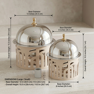 Metal Laser-Cut Design Chafing Dish Round Shape Durable, High Quality Powder Coating And <b>Chrome</b> Finish For Luxury Dining - Product Image 4