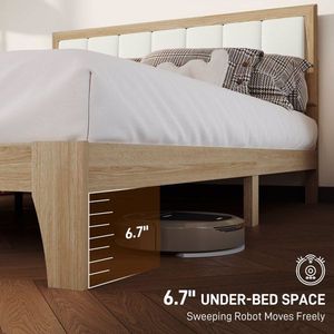 Letto Matrimoniale Contemporaneo Personalizzabile in Velluto, Letto King Size con Contenitore e Pannello in Pelle, Stile Legno per Camera da Letto - Product Image 6