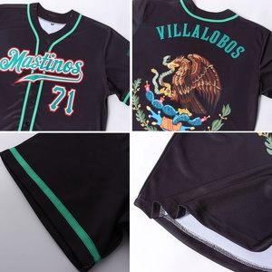 Maillot de baseball personnalisé pour homme, noir, sublimé, avec nom d'équipe 00, design Aigle du Mexique, anti-humidité, manches courtes - Product Image 3