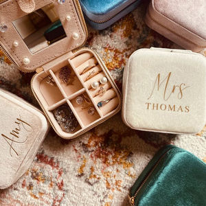 Wholesale Portable Velvet Jewelry <b>Box</b> Custom Logo Pink Small Square Travel Gift Case Blue Storage Organizer <b>for</b> Rings <b>Necklaces</b> - Product Image 2